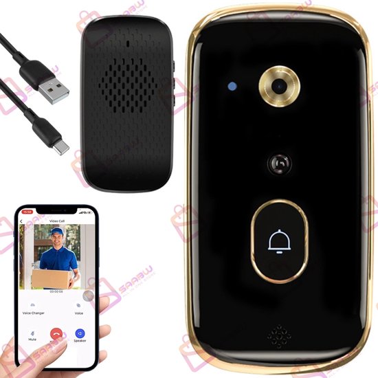 Draadloze Video Intercom met WiFi & App - Deurbel met Camera, Nachtzicht & Oplaadbare Batterij - deurbel draadloos - deurbellen met camera - 77086 van Merkloos