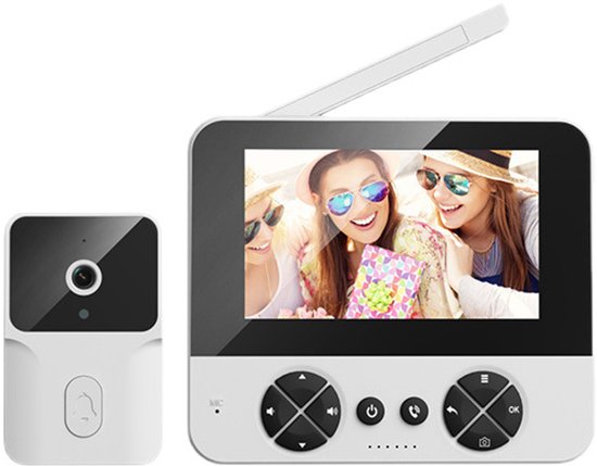 Draadloze videobel voor buiten, met camera, IP65, waterdicht, 1080p HD, IPS-display, video-intercom, infrarood nachtzicht en bidirectionele audio, draadloze bel met Bl-verbinding