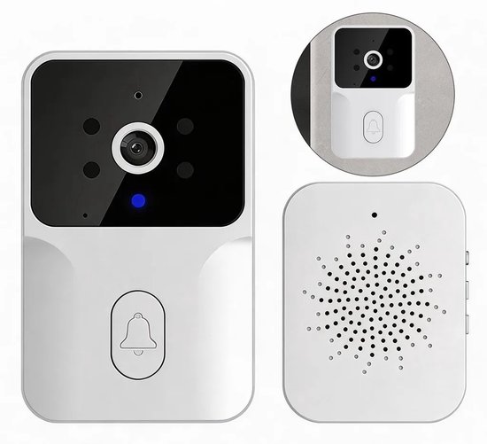 Draadloze videodeurbel, 1080p HD nachtzicht, tweeweg spraakcommunicatie, 2,4 GHz wifi, bewaking op afstand via mobiele telefoon.