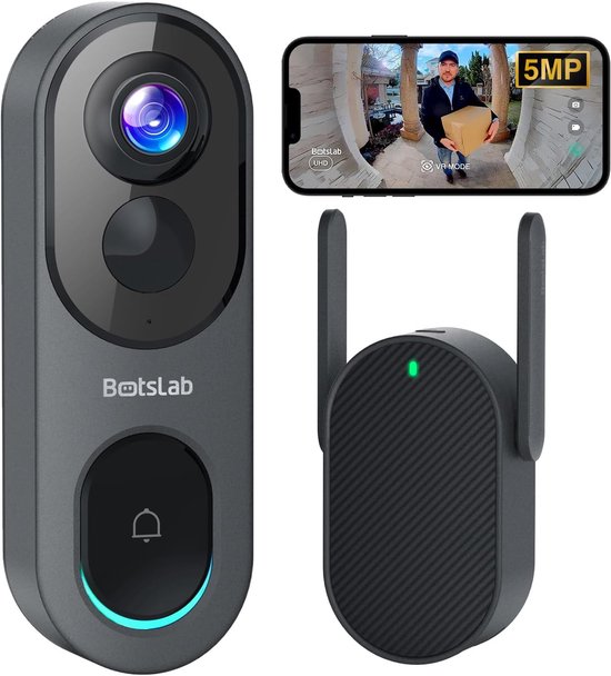 Draadloze Videodeurbel 5 MP - 210 Dagen Accu, Hoofd-Tot-Voot Opname, Slimme Personenherkenning, 2-Weg Audio, Nachtzicht