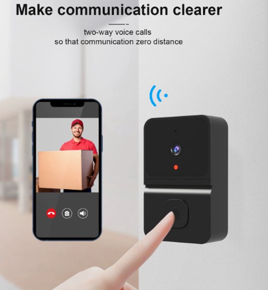 Draadloze videodeurbel, slimme deurbel met nachtzicht, draadloze intelligente video-intercom voor beveiliging, tweewegsaudio, oplaadbaar via USB, deurbel voor thuis, smart home-apparaat van Merkloos