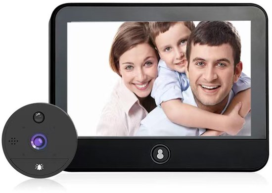 Draadloze videodeurbelcamera met HD 1080P-video, tweerichtingsaudio, 120°-hoek, 4,3-inch scherm, IPX54 waterdicht voor buiten van Merkloos