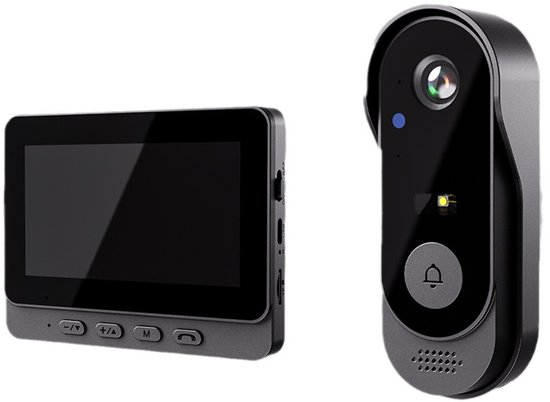 Draadloze videodeurbelcamera met HD 1080P-video, tweerichtingsaudio, 170°-hoek, 4,3-inch scherm, IPX54 waterdicht voor buiten, videodeurbel zonder abonnement, geen app, geen wifi van Merkloos