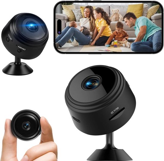 Draadloze wifi-beveiligingscamera voor binnen en buiten, 1080p | Bewegingsdetectie, nachtzicht, alarm, mini-binnencamera voor huis, tuin, kantoor