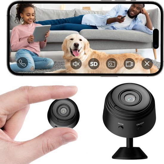 Draadloze WiFi-beveiligingscamera voor binnen en buiten 1080P - Bewegingsdetectie, nachtzicht, alarm, mini-binnencamera voor huis, tuin, kantoor