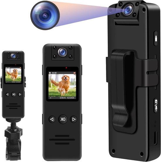 Draagbare Camera - Kleine Opname Apparaat - Activiteiten Vastleggen - 180 Graden Draaibare Lens - 1080p HD Resolutie - Zwart