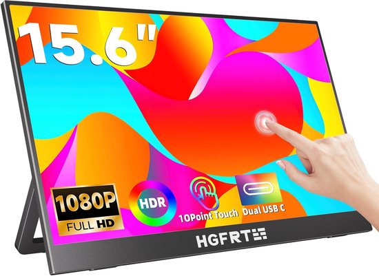 Draagbare Externe Monitor 15.6 Inch Full HD Touchscreen Monitor USB-C & Mini-HDMI van Merkloos