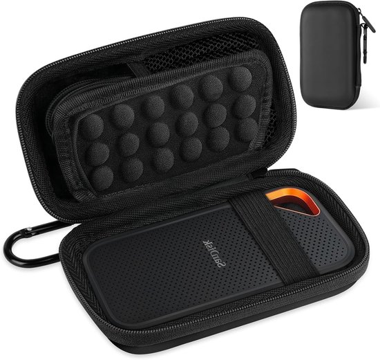 Draagbare harde schijf hoes voor 2.5 inch HDD/SSD, beschermende opslag tas voor 500GB, 1TB en 2TB schijven - Zwart