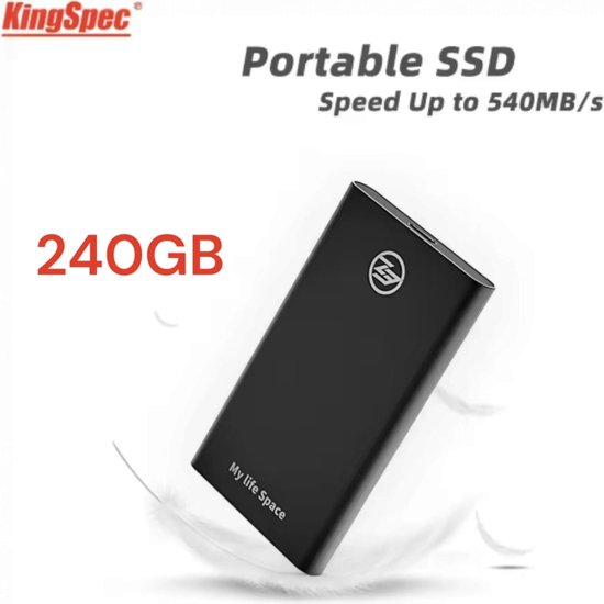 Draagbare SSD Externe Harde Schijf - Draagbare SSD - Snelle writing speed - 240GB aan Opslag - Storage - Opslag extern PC of laptop - USB 3.2 - type C - Portable SSD Mobile storage - Smart Portable High Speed - externe SSD - USB 3.2 GEN 2X2 type C