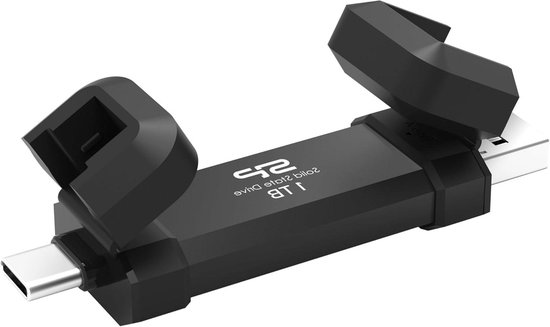 Draagbare SSD - Externe Opslag - Bestanden Overzetten - Dubbele Connector - 1 TB - Zwart