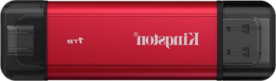 Draagbare SSD - Snelle Externe Opslag - Bestanden Overzetten - Dubbele USB A/C Connector - 1TB - Rood/Zwart
