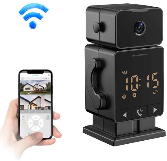 DrPhone EyeBot Decor Camera - Slimme WiFi Beveiligingscamera met 180° Panoramisch Zicht - Nachtzicht - Bewegingsdetectie - Tweeweg Audio - SD Kaart Compatibel - Zwart