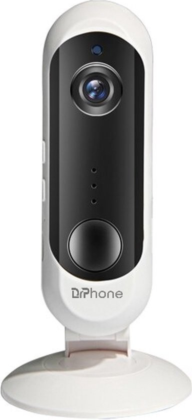 DrPhone IDC1 - 1080P Full HD Indoor Camera Met Micro SD Kaart Ingang - Camera Met Nachtvisie & Infrarood - Camera Met Mobiele App - Bewegingsdetectie - 2-weg audio -Wit van DrPhone