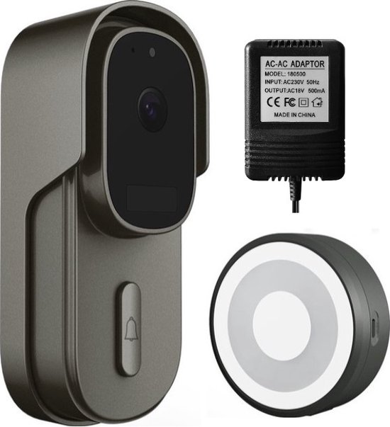 DrPhone LM4-A – Camera Deurbel Met Binnenbel – Met Stroomaansuiting - Smartcam Camera Deurbel Met Alexa & Google Assistant – Camera Deurbel Met Mobiele App - Zwart van Merkloos