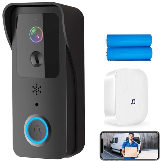 DrPhone LM7 - Camera Deurbel Met Binnen Bel Set - 5Ghz + 2.4Ghz Smartcam Camera Deurbel Met Tuya App Besturing – Waterdicht - Zwart