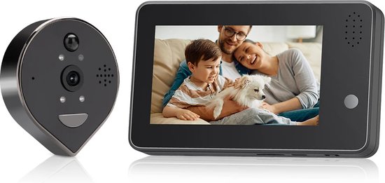 DrPhone LM8 - Camera Deurbel Met 4,3 Inch LCD Scherm - Video Kijkgaatje Deurcamera - Camera Met Tuya App Besturing - Infrarood Nachtvisie – 120° Kijkhoek - Zwart van DrPhone