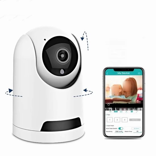 DrPhone ProGuard - Wifi Bewakingscamera - PTZ Camera - Infrarood Nachtzicht - Draadloze Beveiligingscamera - Twee Weg Audio - Mobiele App - Wit van DrPhone