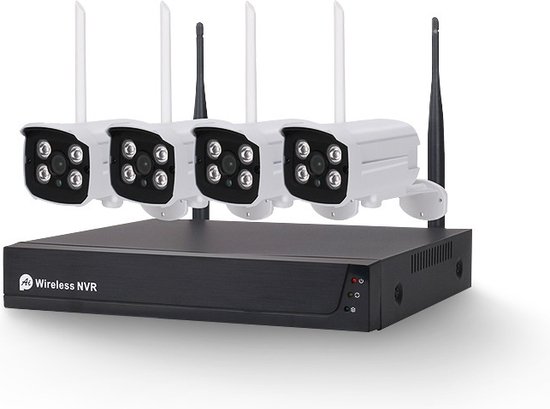 DrPhone SecureVision - NVR Camera Kit - 4 Camera Set - Bewegingsdetectie & Human Shape Detection - IP66 Waterdicht - 5MP - Tweeweg Communicatie - Verbinding tot 800 Meter - 2 TB HDD - Wit van DrPhone
