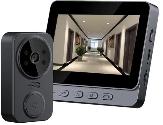 DrPhone VisionBell Draadloze Videodeurbel met 4,3” IPS Monitor – 2-Weg Intercom – Infrarood Nachtzicht – HD Camera – SD-opname – 2.4GHz Verbinding – Groot Bereik tot 100m – Lange Batterijduur – Zonder App – Eenvoudige Installatie van DrPhone
