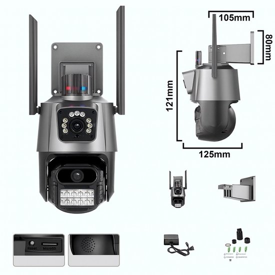 DUAL CAMERA ABQ-203 – WiFi IP Beveiligingscamera met Dubbele Lens, PTZ, IR & Audio