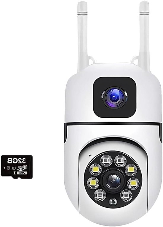 Dubbele lens camera - Beveiligingscamera binnen - Huis bewaking - Automatische tracking - 4MP - Wit