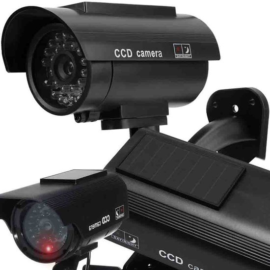 Dummy Beveiligingscamera met Knipperende LED & Zonnepaneel - Realistische Nepcamera voor Buiten & Binnen - Zwart van Merkloos