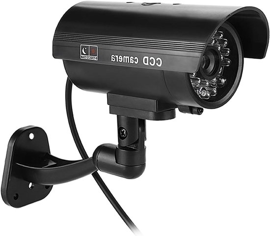 Dummy Beveiligingscamera - Nep Camera - Afschrikking Diefstal - Knipperend Rood LED - 13x6.7x6.5 cm - Zwart