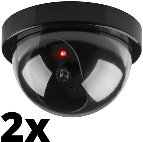 Dummy Camera - 2 STUKS - Beveiliging buiten en binnen - Beveiligingscamera - Met LED indicator - Nep camera - Dummy Bewakingscamera 35W - Rond - Zwart - Camera (2) van Q-Houseinterior