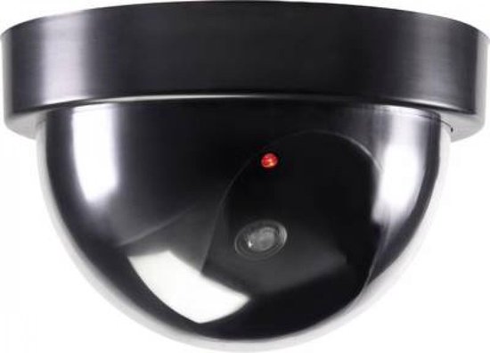 Dummy Camera - Beveiliging buiten en binnen - Beveiligingscamera - Waterdicht - Met LED indicator - Zonder baterijen - Nep camera - 35W - Rond - Zwart van Alecto