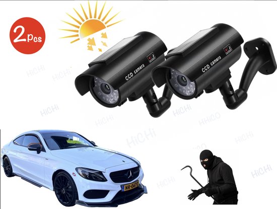 Dummy Camera - Beveiligingscamera buiten en binnen – Buitencamera - Fake camera – Beveiligingscamera indicator voor binnen en buiten 2STUKS van Merkloos