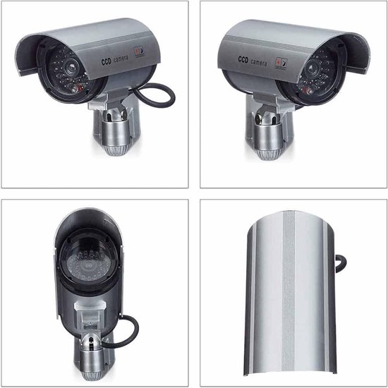 Dummy Camera - Bewakingscamera Simulator - Huis Beveiliging - Knipperend LED Licht - 37x16x8.9 cm - Zwart van Merkloos