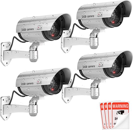 Dummy camera Buiten - met rubberen kabel - voor binnen en buiten - Zwart - 4 Stuks van Smartwares