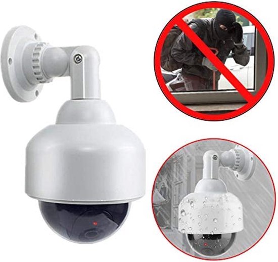 Dummy camera buiten - Nepcamera met led - beveiligingscamera nep - schrikmiddel camera - outdoor dummy cam - realistische nepcamera - namaak camera - cctv dummy met led - waterdichte dummy camera van Merkloos