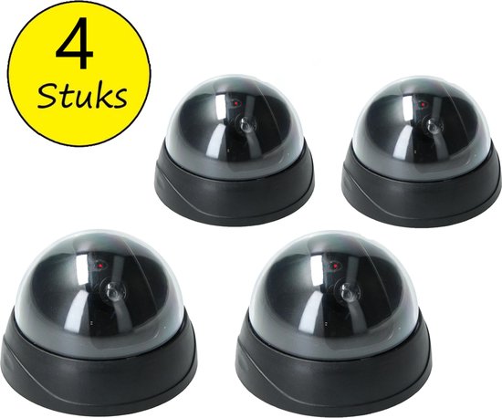 Dummy Camera Dome 4 Stuks – Bewakingscamera – CCTV – Draadloze Nep Camera op Batterijen van Merkloos