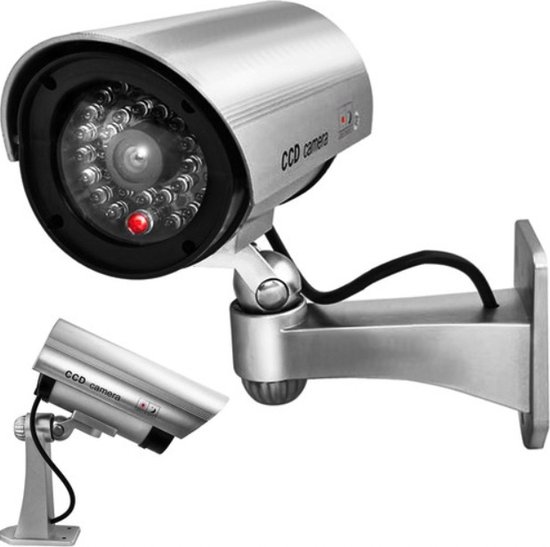 Dummy Camera - Geschikt Voor Binnen En Buiten - Met Sensor - CCTV - Waterdicht IPX4 - Zilver van Merkloos