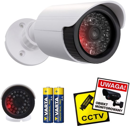Dummy camera IR-LED's - IR-LED's, wit, voeding 2xAA - ABS, IR1800 W -Set met batterijen van Merkloos