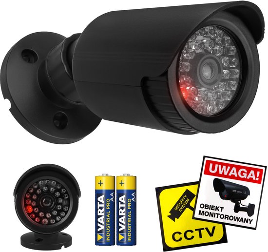 Dummy camera IR-LED's, zwart, voeding 2xAA, ABS, IR1800 B - Set met batterijen van Merkloos