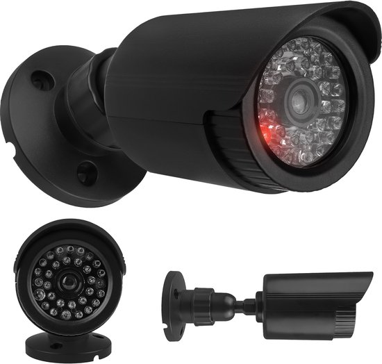 Dummy camera IR-LED's, zwart, voeding 2xAA (niet meegeleverd), ABS, IR1800 B van Merkloos