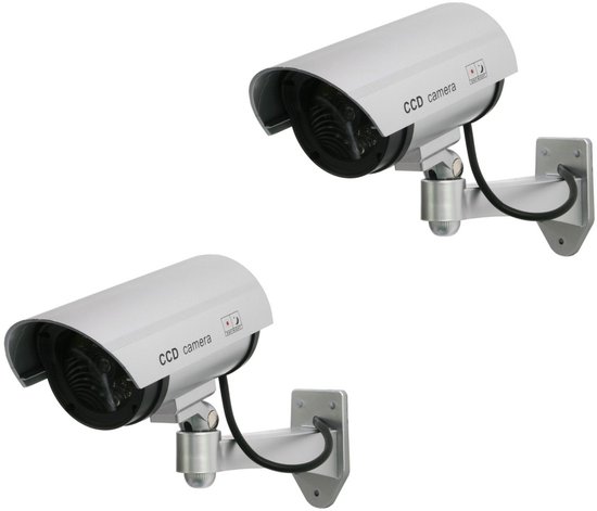Dummy camera met knipperende LED IR1100 S IR voor buiten, zilver, 2 stuks van Merkloos