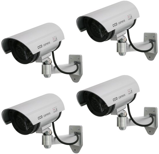 Dummy camera met knipperende LED IR1100 S IR voor buiten, zilver, 4 stuks van Smartwares