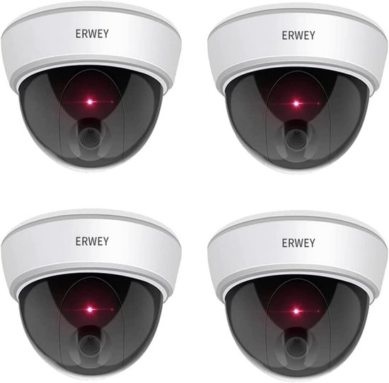 Dummy Camera Set - Nep Camera's - Beveiliging Huis - Knipperend Rood LED - 4 Stuks - Wit
