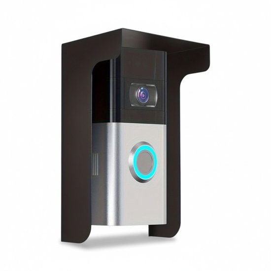 Dutchers® Metalen Deurbelkap voor Videodeurbel - Vernieuwde Versie - Beschermkap geschikt voor Ringdoorbel - Regenkap - Beschermingskap - Wind- & Waterdicht - Verblindingsvrije Zonneklep - Compatibel met Ring, Google Nest, Eufy & en meer - Zwart