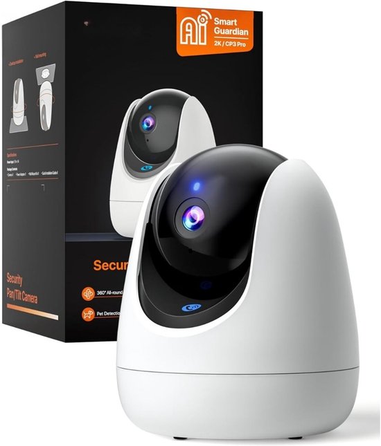 DYNA® Huisdiercamera - Beveiligingscamera - Babyfoon Met Camera - Zwart/Wit - 11cm x 11cm x 8cm