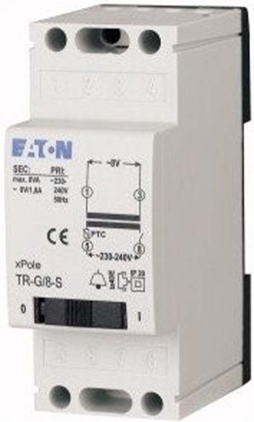 Eaton Beltransformator + Schakelaar - 1A 230/8V - TR-G/8-S FL