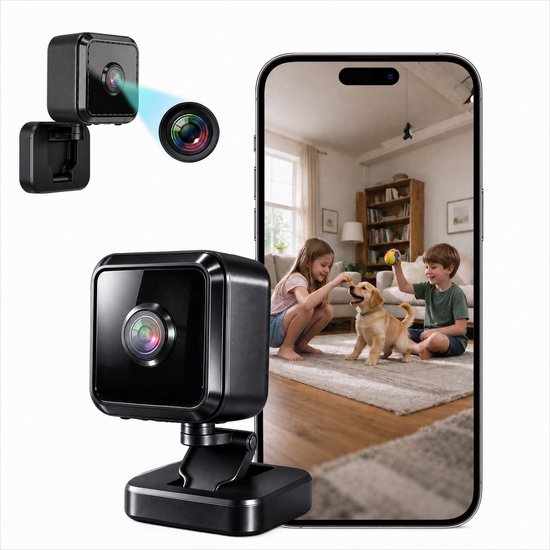 ECTEATOY® Beveiligingscamera Binnen - Wifi Camera App - Huisdiercamera met Tweewegaudio en Bewegingsdetectie - Magnetisch Boorvrij - Zwart