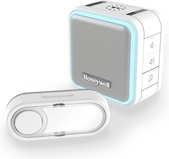 Elektrobert Honeywell DC515S draadloze draagbare deurbel met halo-licht, slaapstand en horizontale beldrukker 6 melodieën 84 dB 150 meter wit