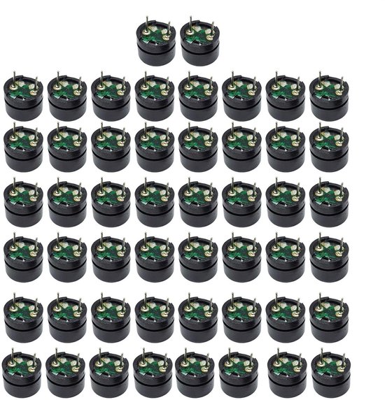 Elektronische Zoemer - Actief Alarm - Apparaat Geluid - Dubbele Spanning - 50 Stuks - Zwart