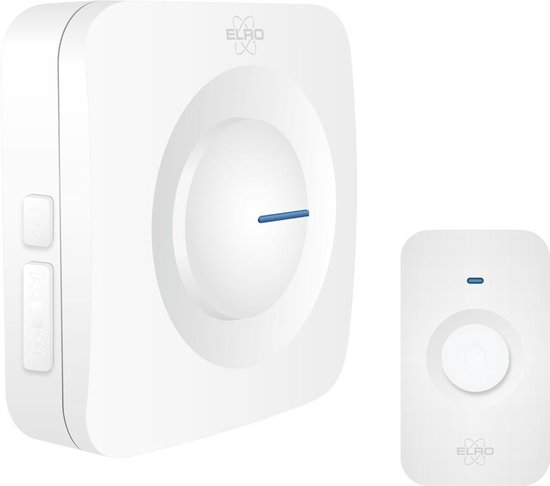 ELRO DB3000 Draadloze Deurbel Set - met Ontvanger op batterij - Bereik 300 meter - IP65 Waterdicht - 64 Melodieën - Wit