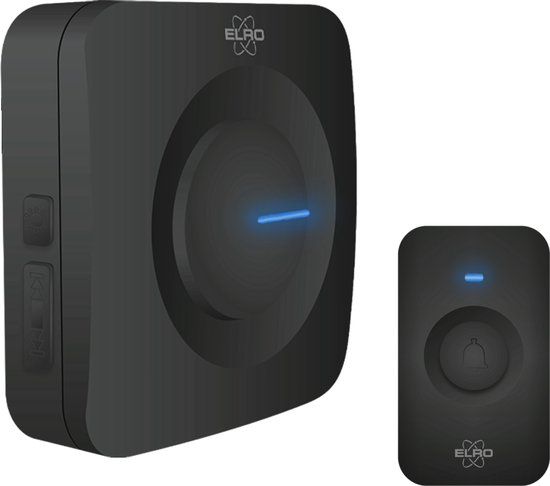 ELRO DB3000 Draadloze Deurbel Set - met Ontvanger op batterij - Bereik 300 meter - IP65 Waterdicht - 64 Melodieën - Zwart