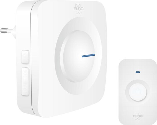 ELRO DB3000 Draadloze Deurbel Set – Plug-in Ontvanger - Bereik 300 meter - IP65 Waterdicht - 64 Melodieën - Wit